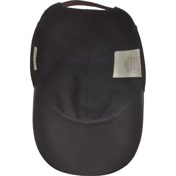 087273AR (S3) Gucci Cap Web Sherry Line Interlocking Black Canvas